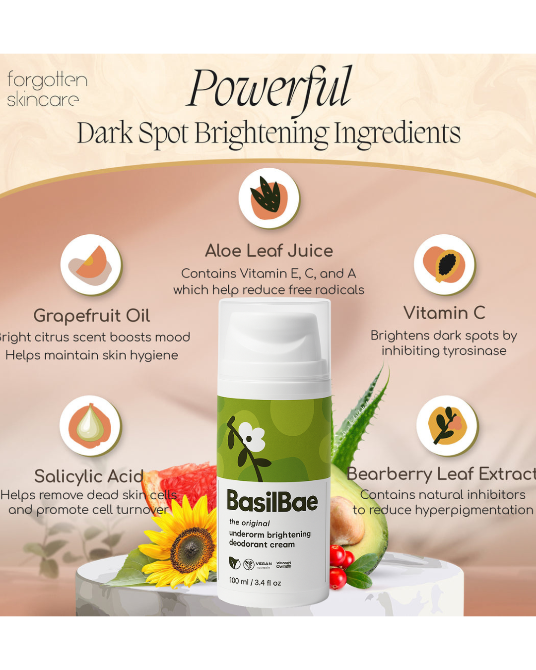 BasilBae Underarm Brightening Deodorant Cream